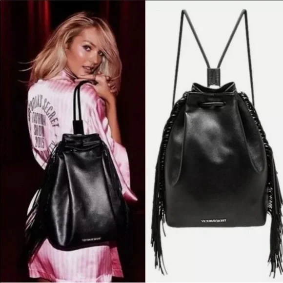 Victoria\'s secret black backpack or tote w long straps NWT 12\